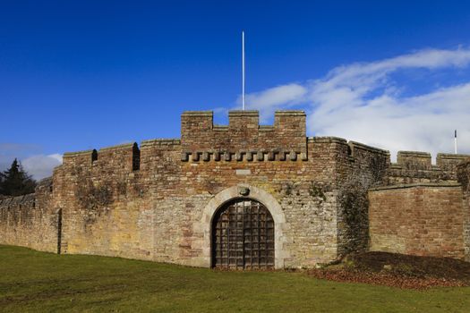 The fortified walls surround Brougham Hall, a Tudor building dating back to 1500 and located near Penrith, Cumbria in northern England.