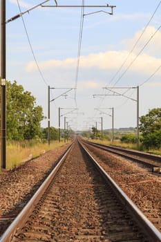 An electrified railway track in northern England.