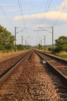 An electrified railway track in northern England.