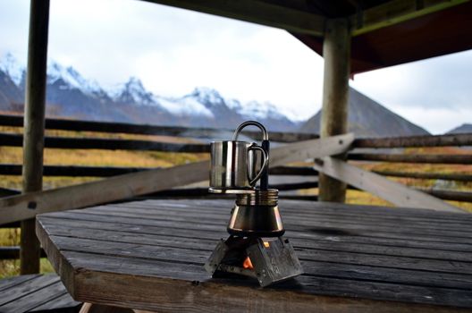 Coffee time on the picnic area on Lofoten