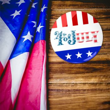 Vote button against usa flag on table