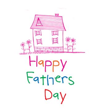 Pink house against white background
