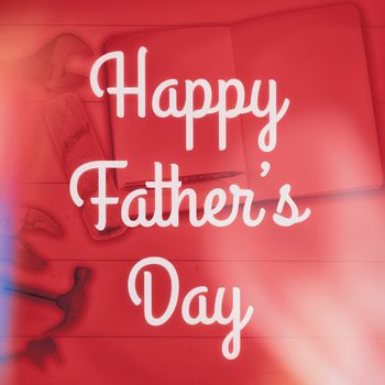Happy fathers day against wooden background