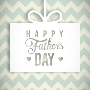 Fathers day greeting against blue and cream patterned wallpaper