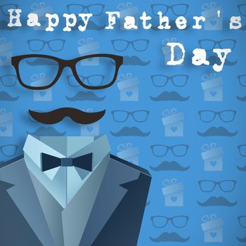 Happy fathers day message on blue background