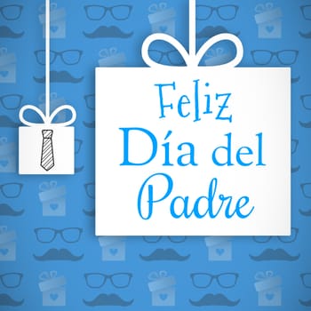 Feliz dia del padre message on blue background