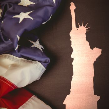 Focus on liberty statue  against white background with vignette