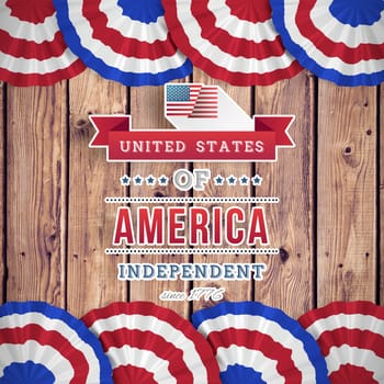Independence day graphic against wooden planks background