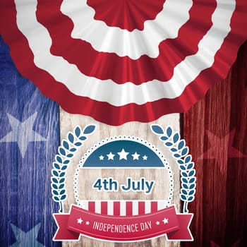 Independence day graphic against composite image of usa national flag