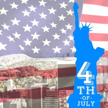 Focus on liberty statue  against united states of america flag