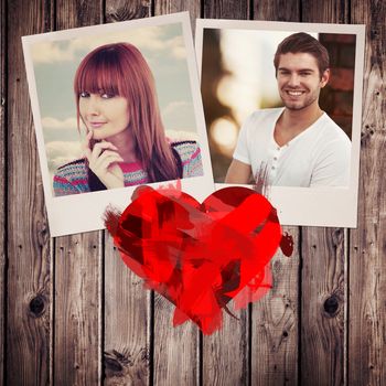 Portrait of a smiling hipster woman against wooden planks background