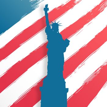 Focus on liberty statue  against independence day graphic