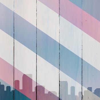 Silhouette cityscape against colored background