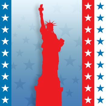 Focus on liberty statue  against digitally generated background