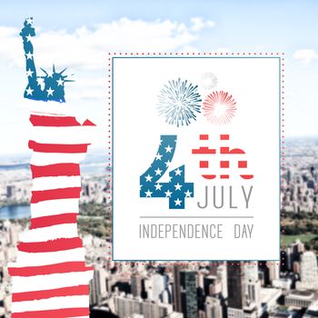 Independence day graphic against aerial view of new york 