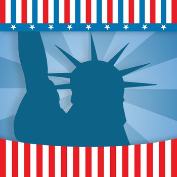 Focus on liberty statue  against digitally generated background