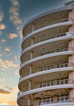 Round balconies on a resort hotel