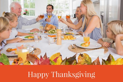 Digital Composite of Happy Family and Thanksgiving Message