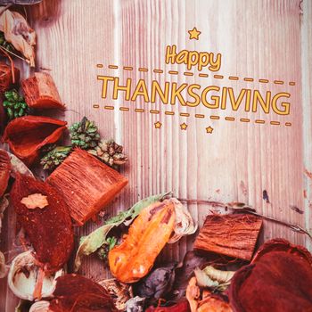 Happy thanksgiving against thanksgiving decoration
