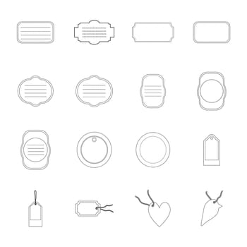 Vector icon set for various tag on white background