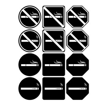 Vector icon set of no smoking and smoking allowed on white background