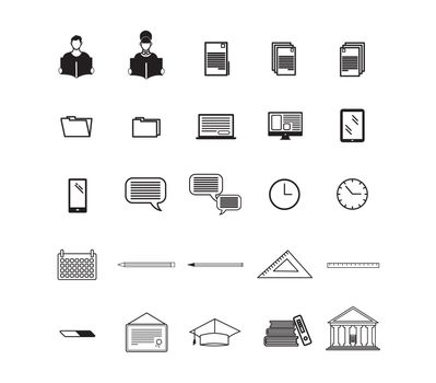 Various vector signs of education on white background