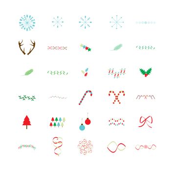 Vector icon set for christmas on white background