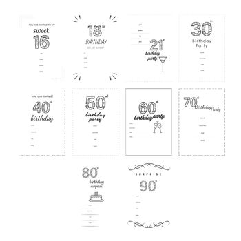 Vector icon set for invitation cards with age on white background