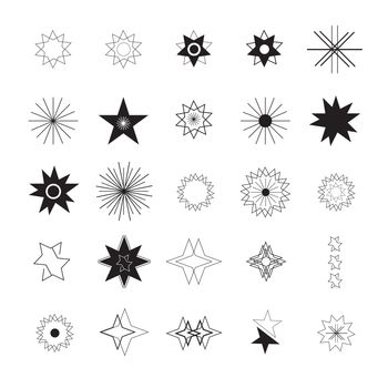 Star shape vector icon set against white background