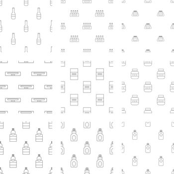 Vector icons of various bottles on white background