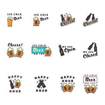 Vector set of beer on white background