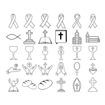 Vector set of christian religious icons on white background