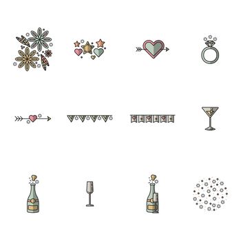 Vector set of celebration on white background