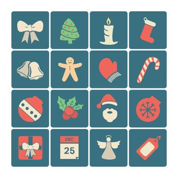 Vector icon set for christmas on white background