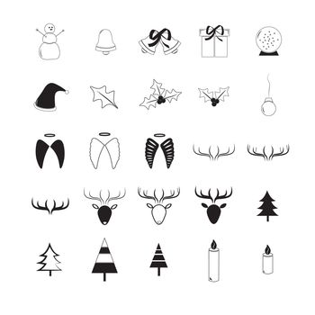 Vector icon set for christmas on white background