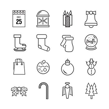 Vector icon set for christmas on white background