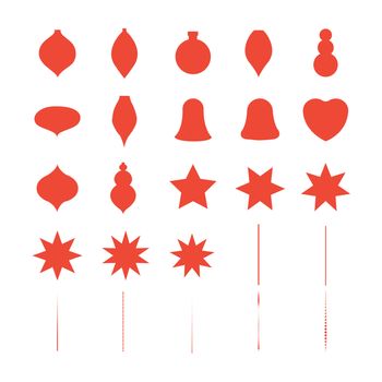Vector icon set for christmas decoration on white background