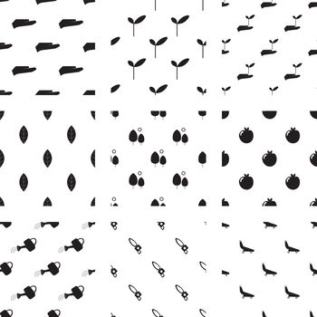 Vector icons set for gardening on white background