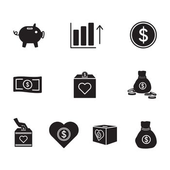 Vector icon set for banking on white background