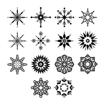Vector icon set for snowflakes on white background