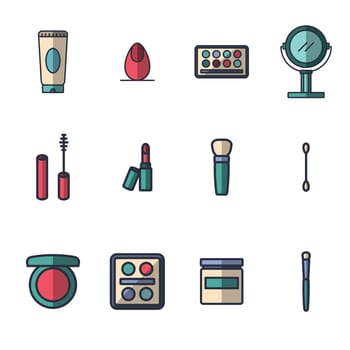 Vector icon set for cosmetics on white background