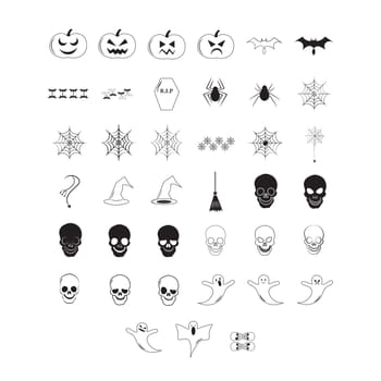 Vector icon set for halloween on white background