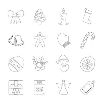 Vector icon set for christmas on white background