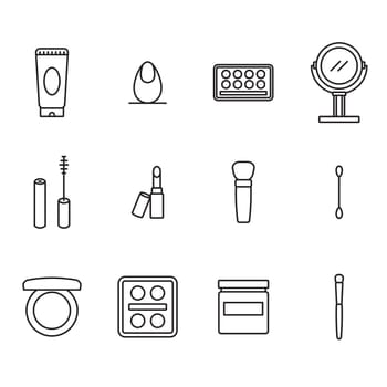 Vector icon set for cosmetics on white background