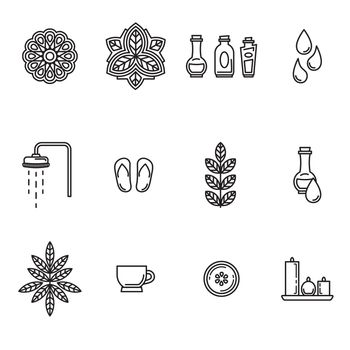Vector icon set of spa on white background