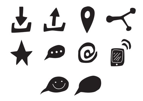 Vector icon set for communication on white background