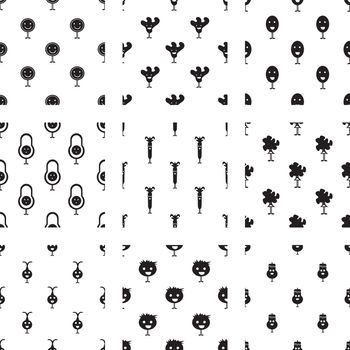 Vector icons of smiley faces on white background