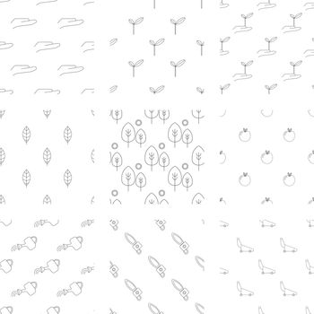 Vector icons set for gardening on white background