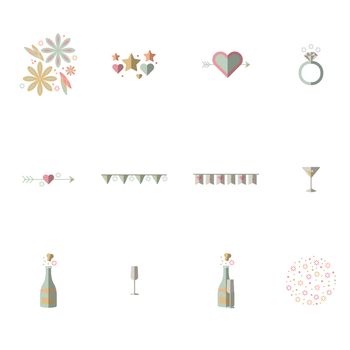 Vector set of celebration on white background