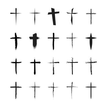 Vector icons set for religion cross on white background